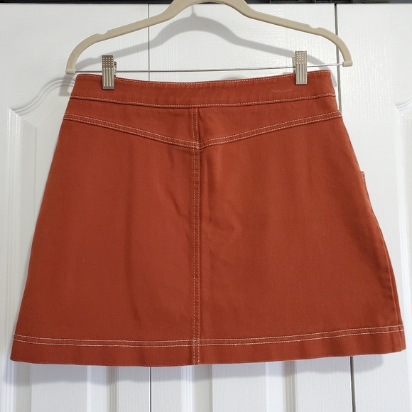 Rust Orange Denim Mini Skirt - Picture 3 of 5